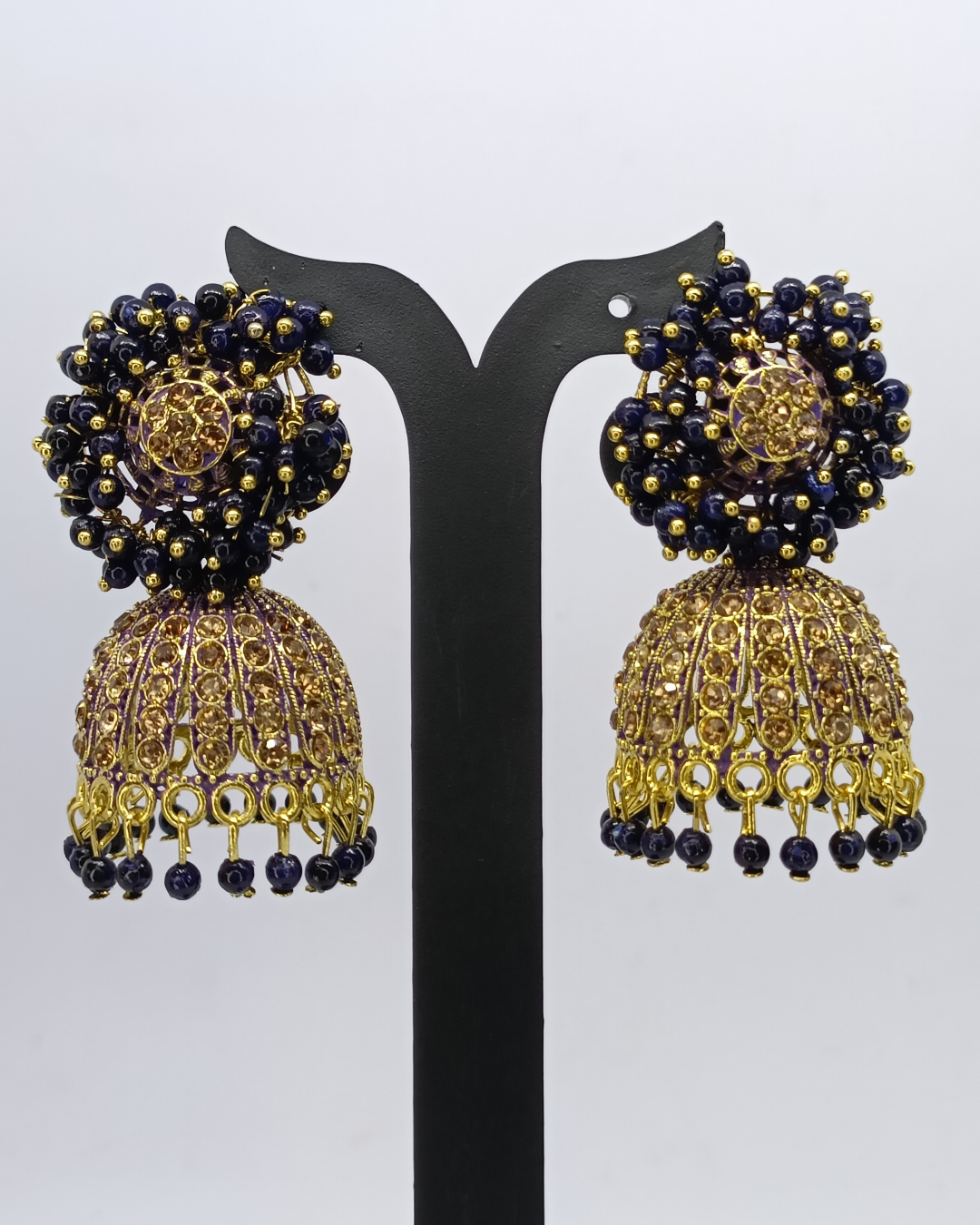 Midnight Blue Diva Cluster Jhumkis