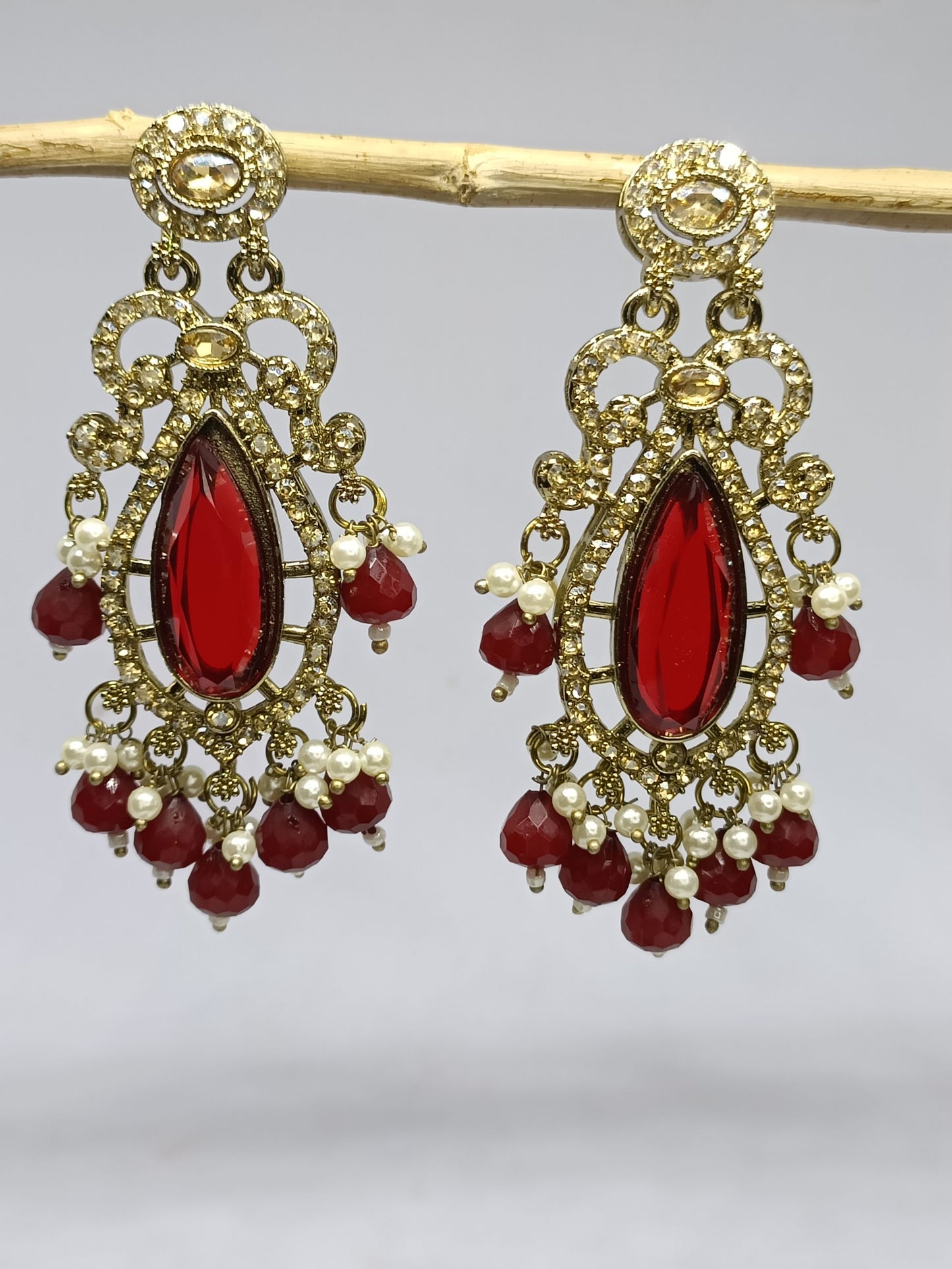 Red Graceful Danglers