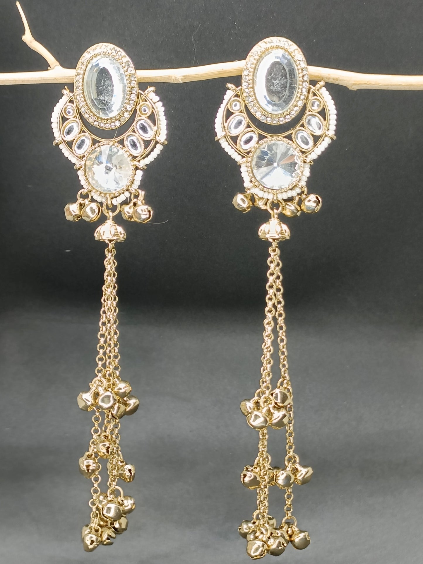 White Royal Kashmiri Jhumkis