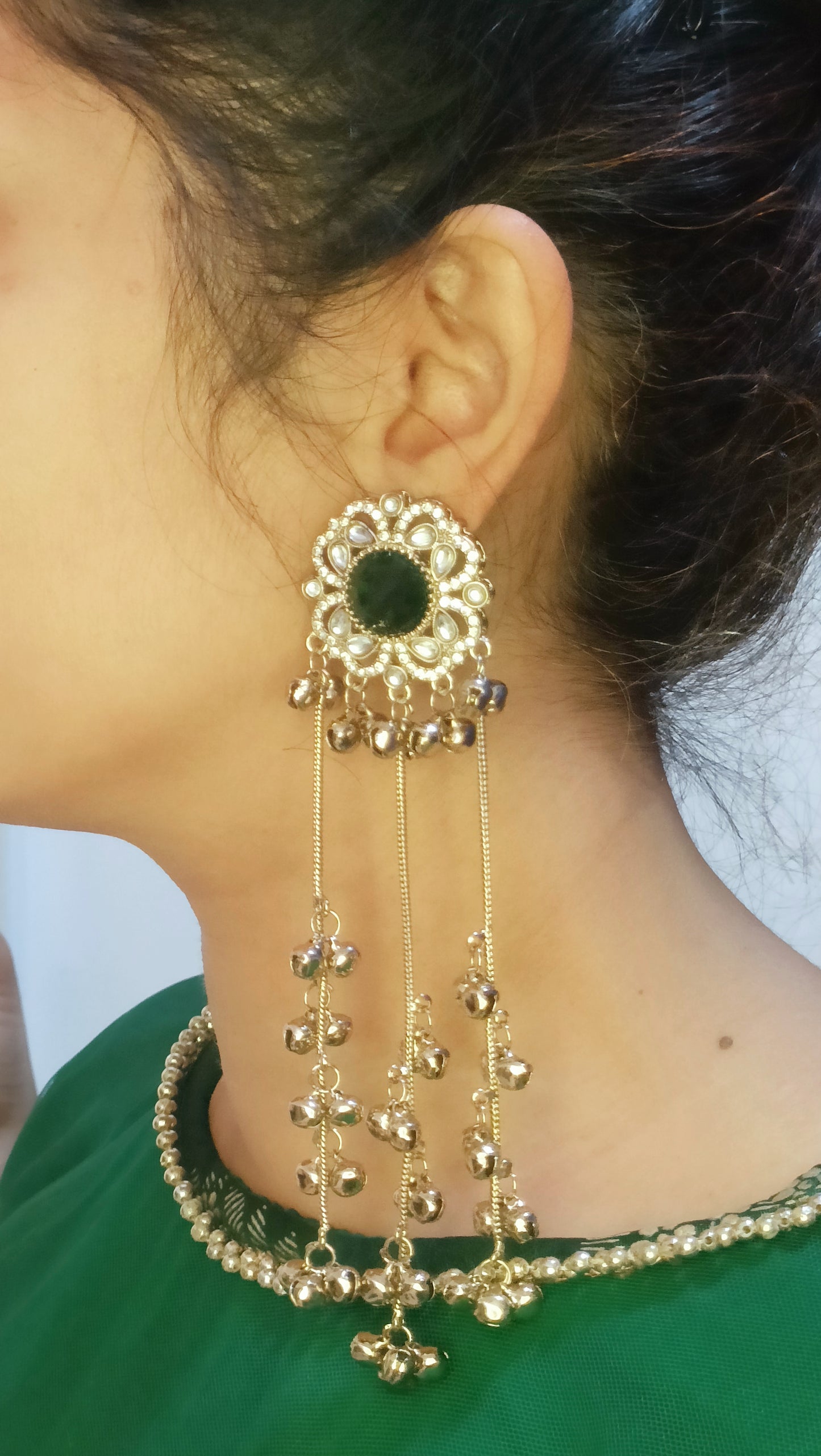 Emerald Green Royal Kashmiri Jhumkis