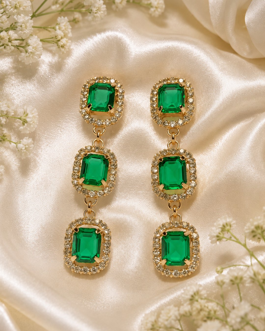 Green Stylish Cascade Earrings