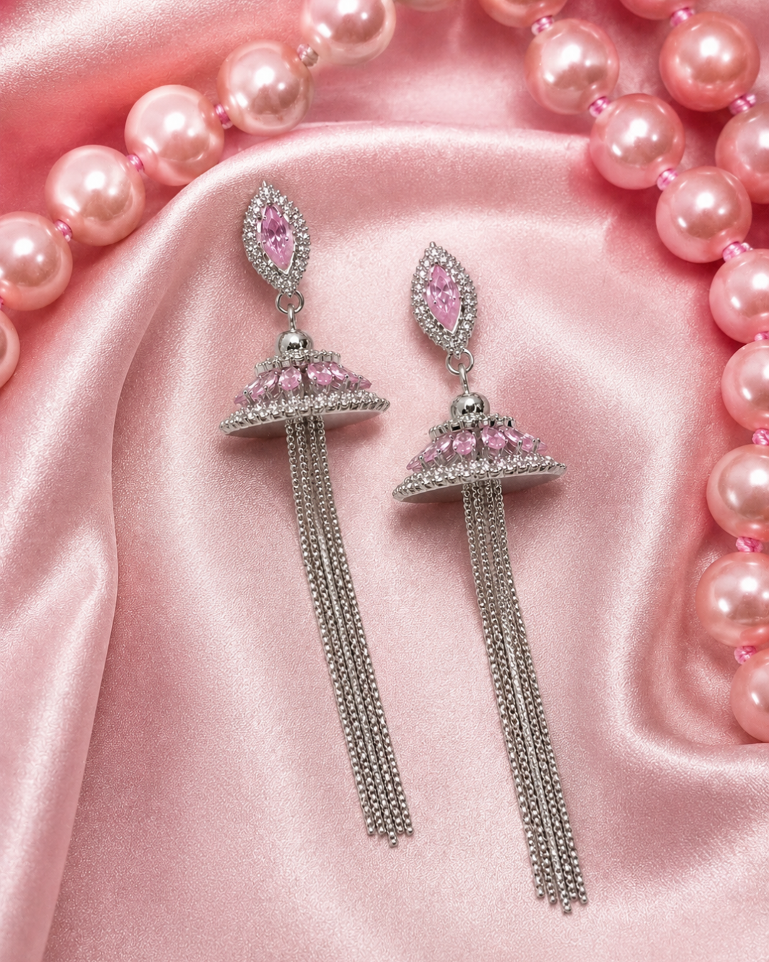 Pink Majestic Tassel Earrings