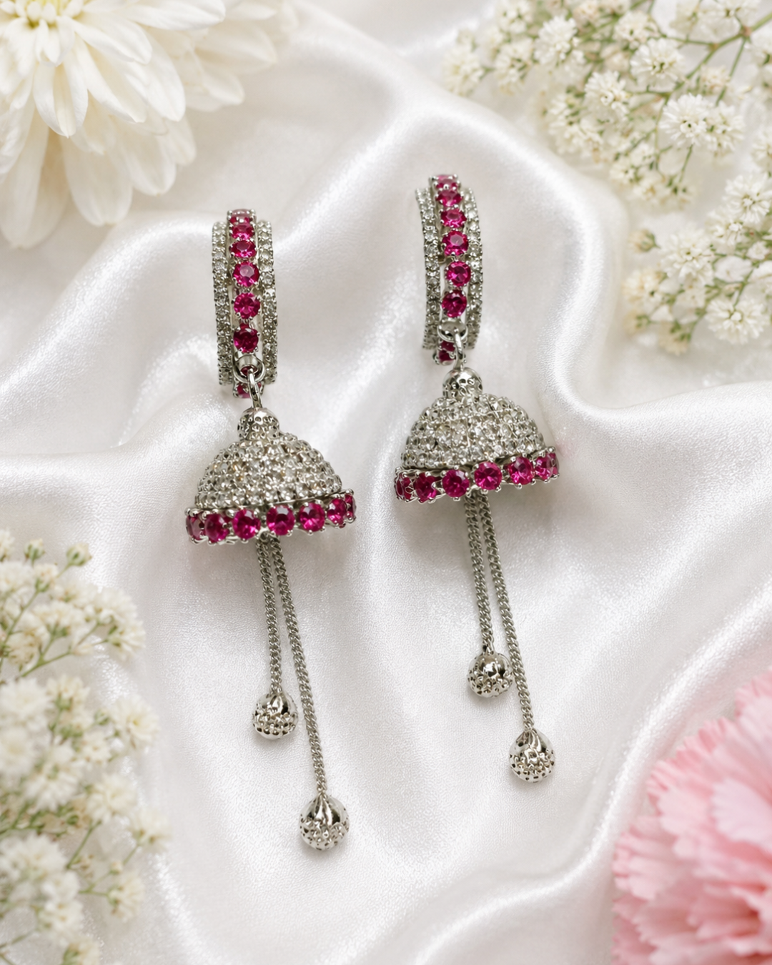 Pink Diamond Jhilmil Jhumkis