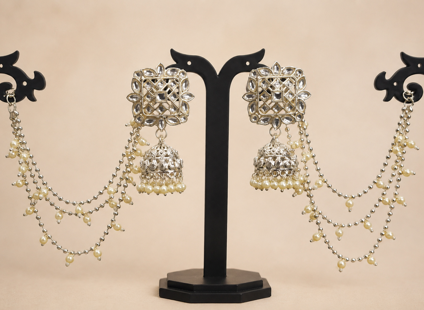 Pearl Diva Chain Jhumkis