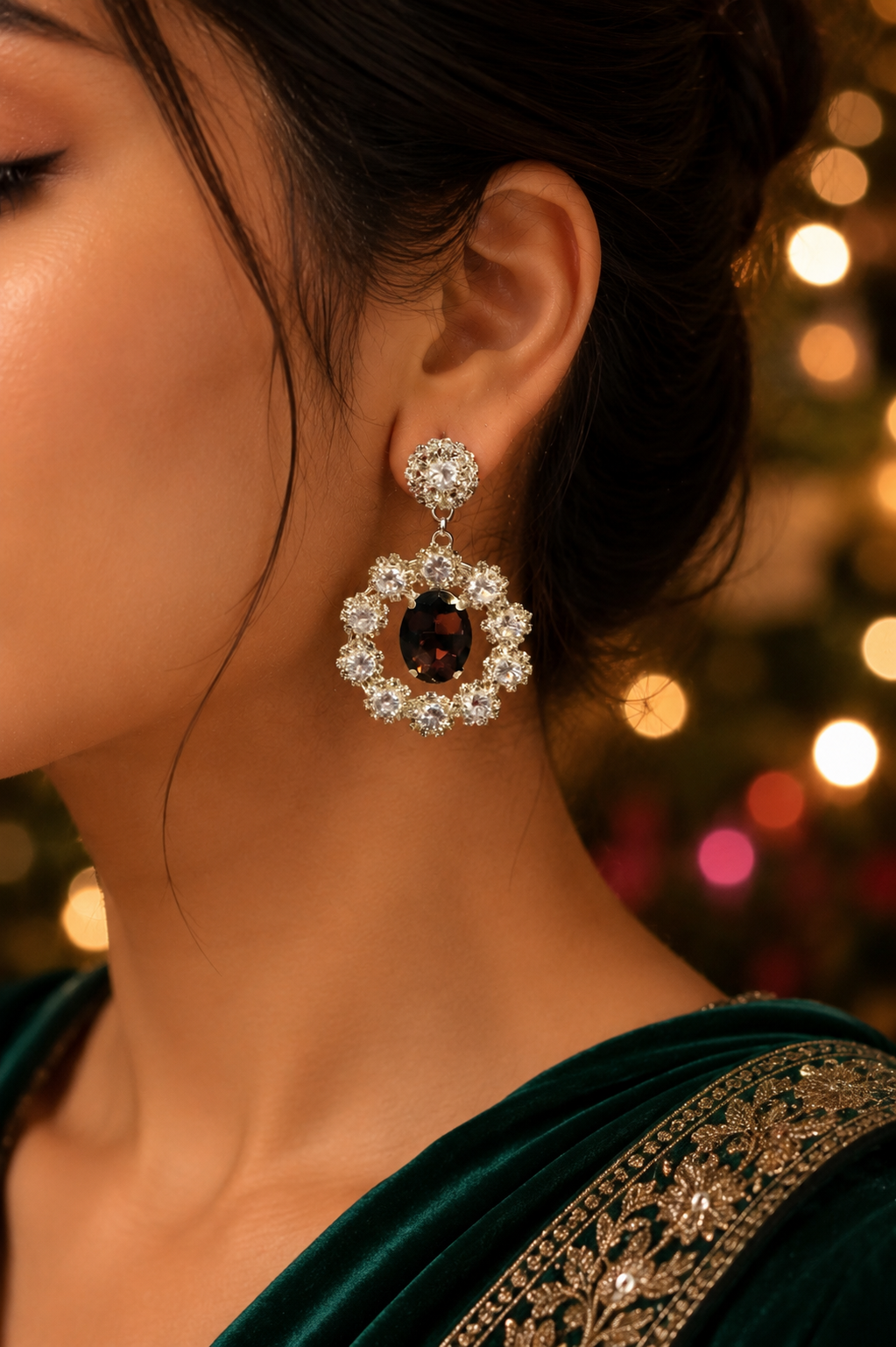 Stylish Wine Floral Danglers