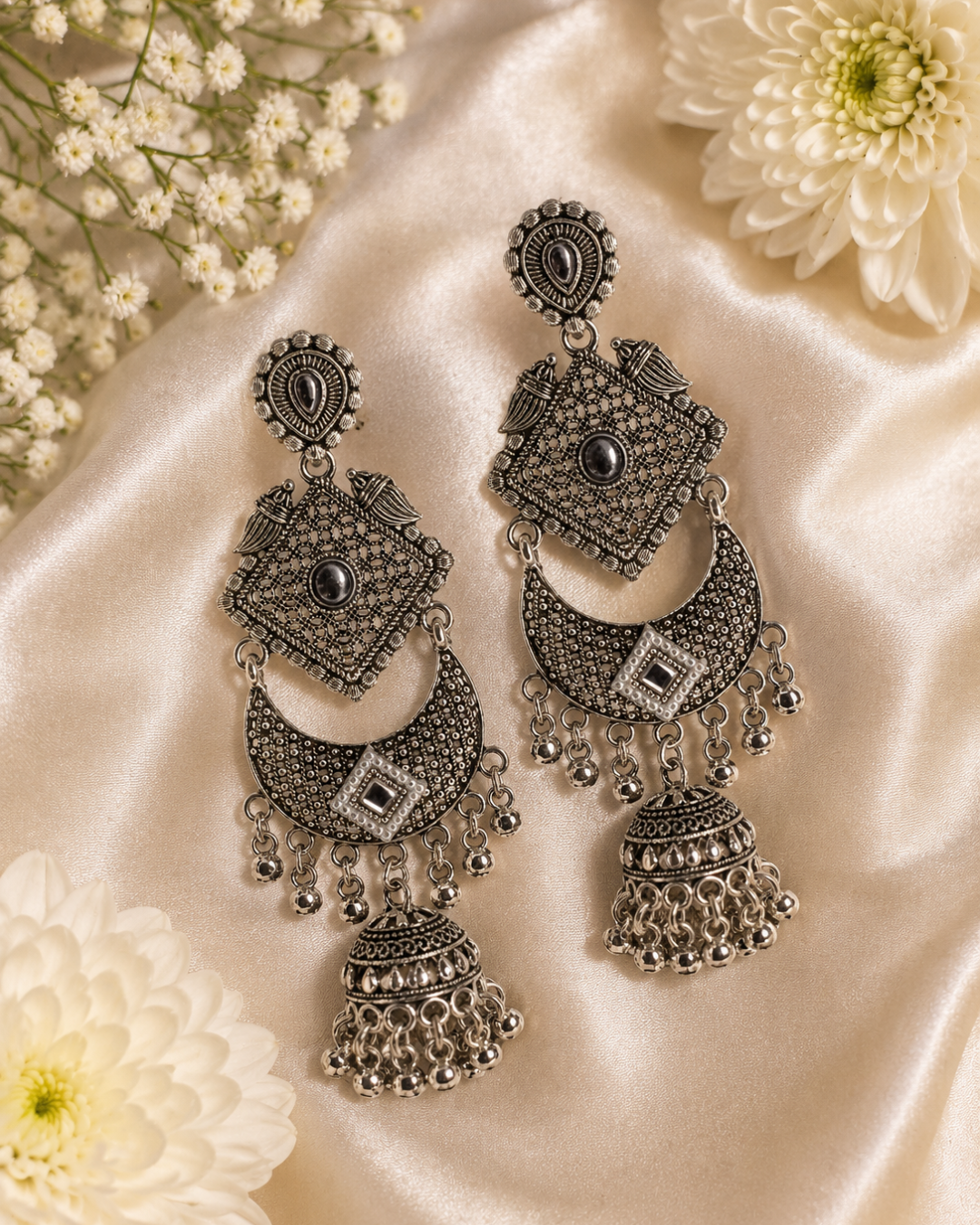 Oxidized Diva Chand Jhumkis