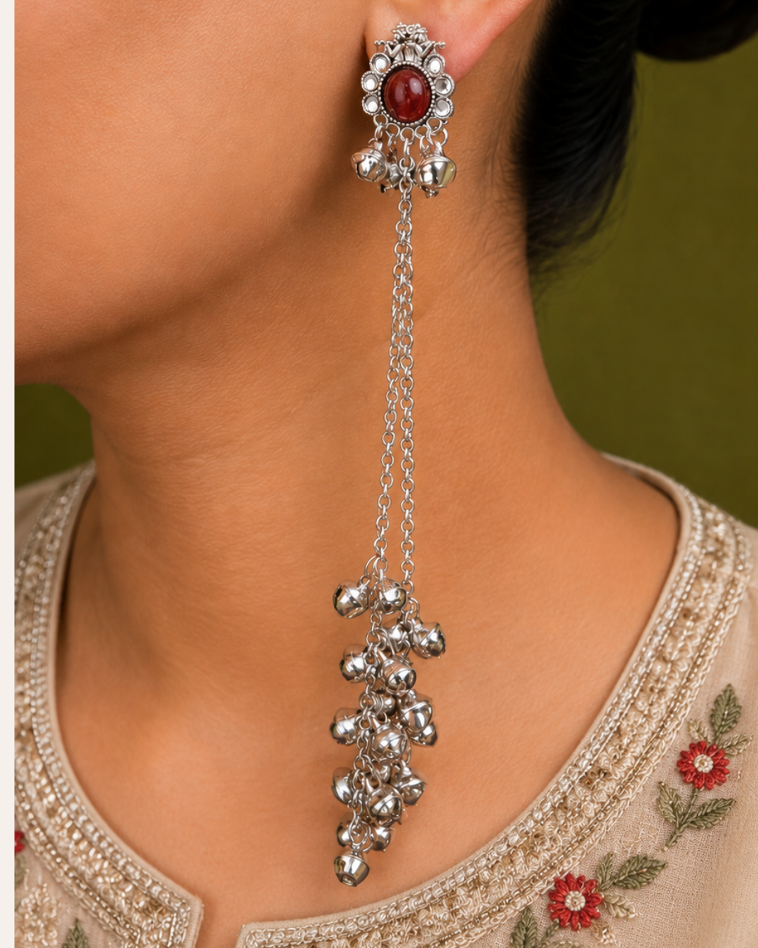 Red Radiant Kashmiri Earrings