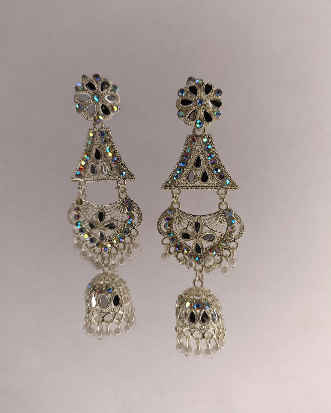 Silver Diva Floral Jhumkis