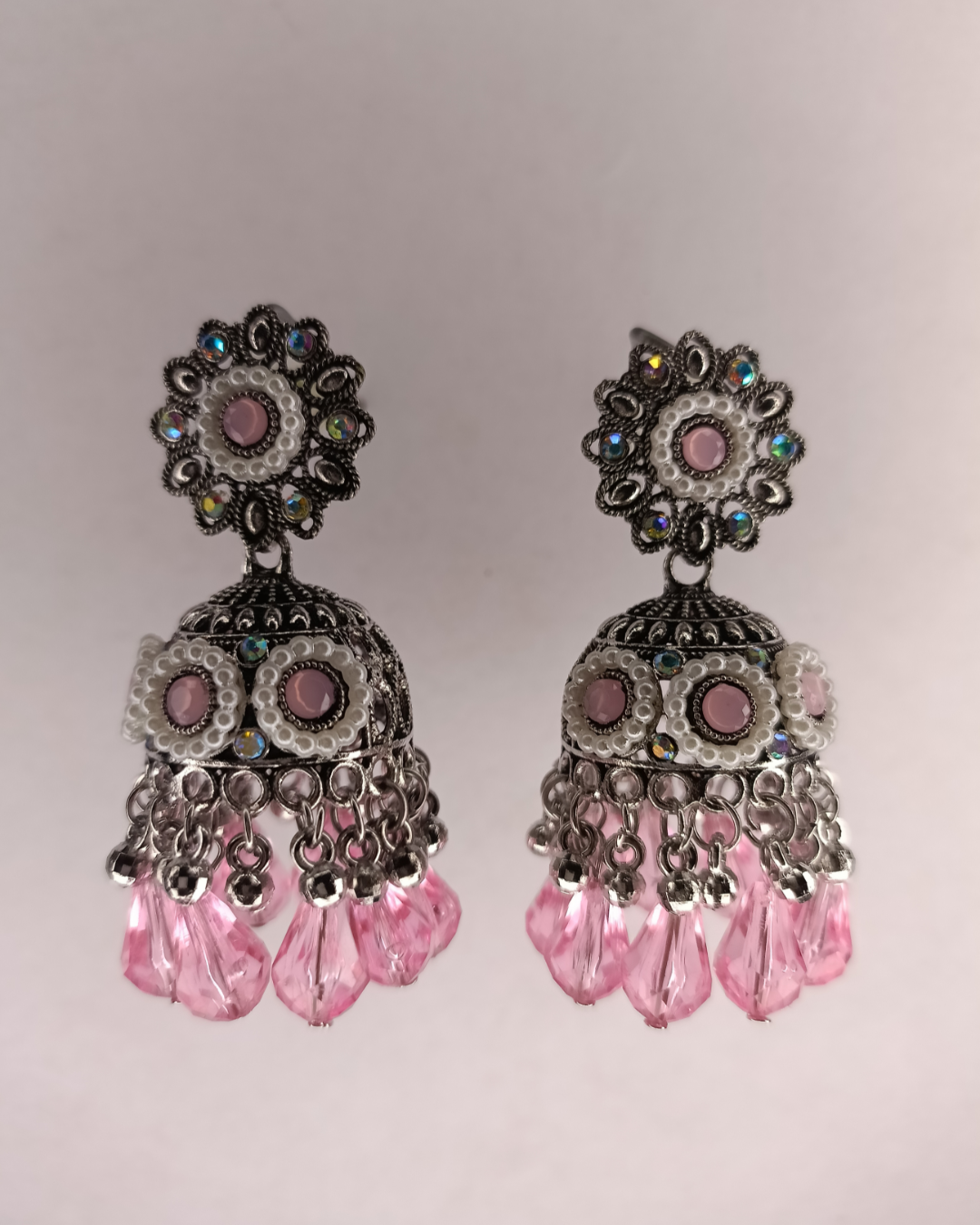 Pink Diva Floral Jhumkis