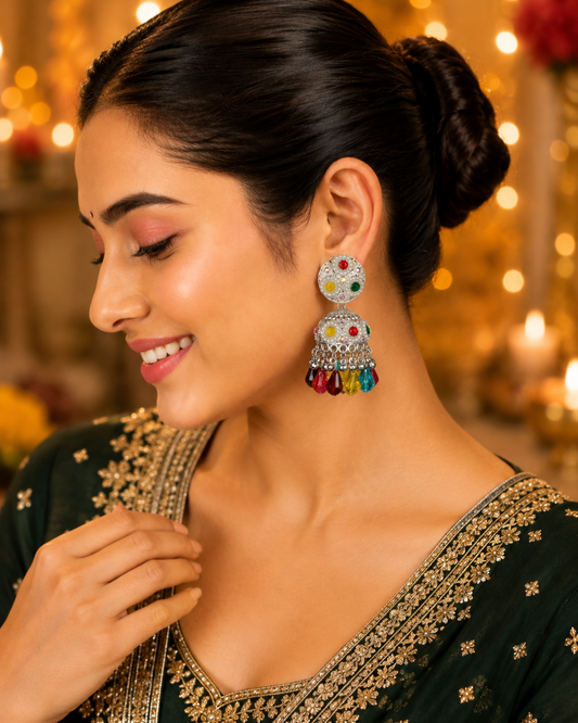 Multi-colored Diva Floral Jhumkis