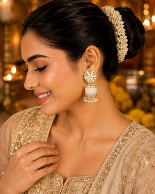 Ivory Diva Cylindrical Jhumkis