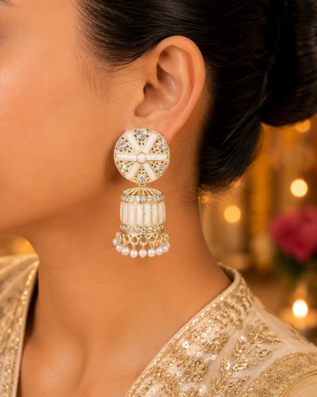 Ivory Diva Cylindrical Jhumkis