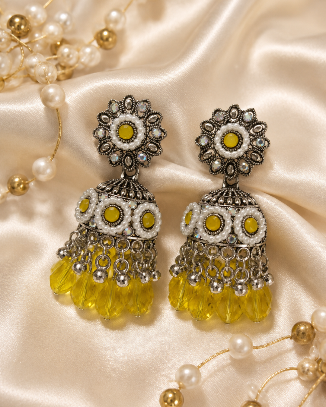 Yellow Diva Floral Jhumkis