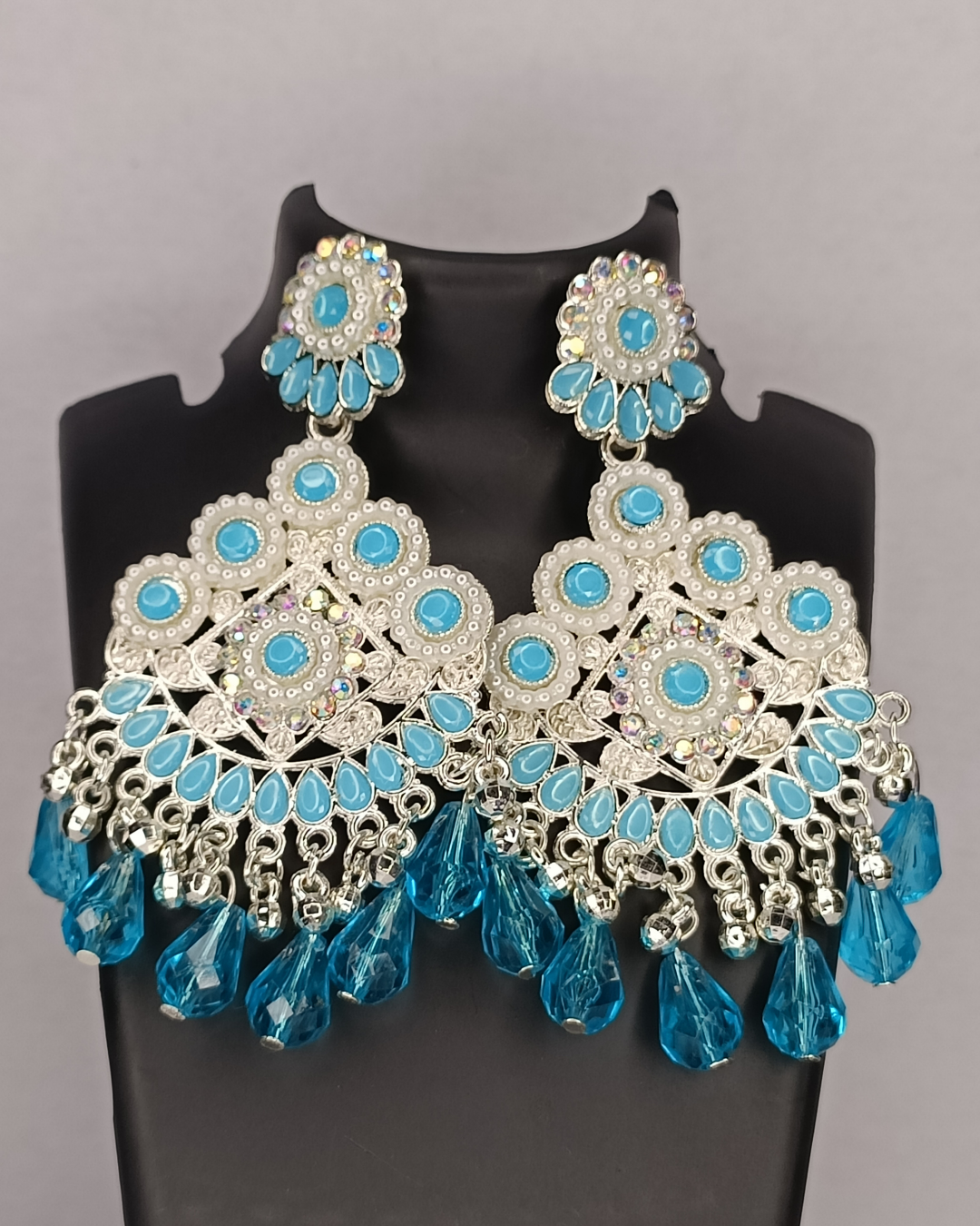 Blue Stunning Floral Chandbalis