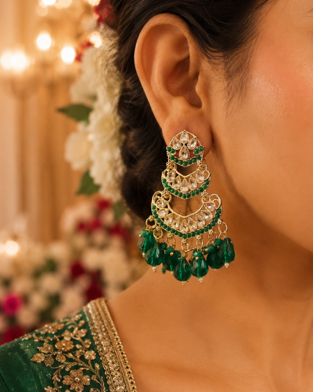 Elegant Green Chandbalis