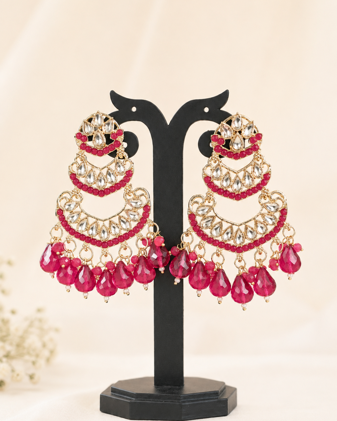Elegant Rani Pink Chandbalis