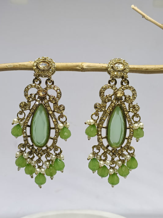 Pista Green Graceful Danglers