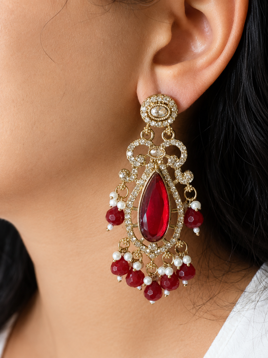 Red Graceful Danglers