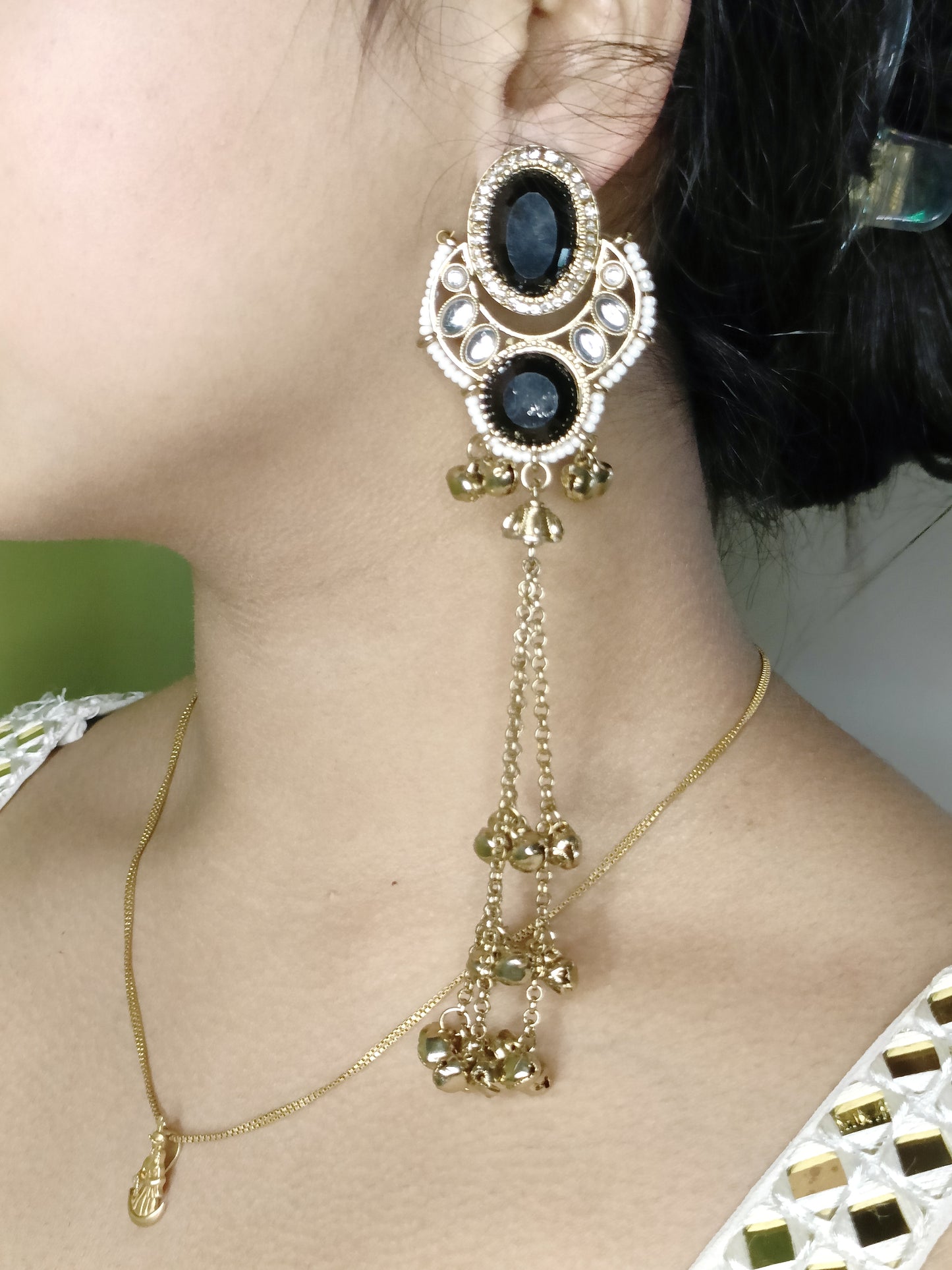 Black Royal Kashmiri Jhumkis