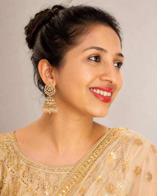 Golden Timeless Crystal  Jhumkis