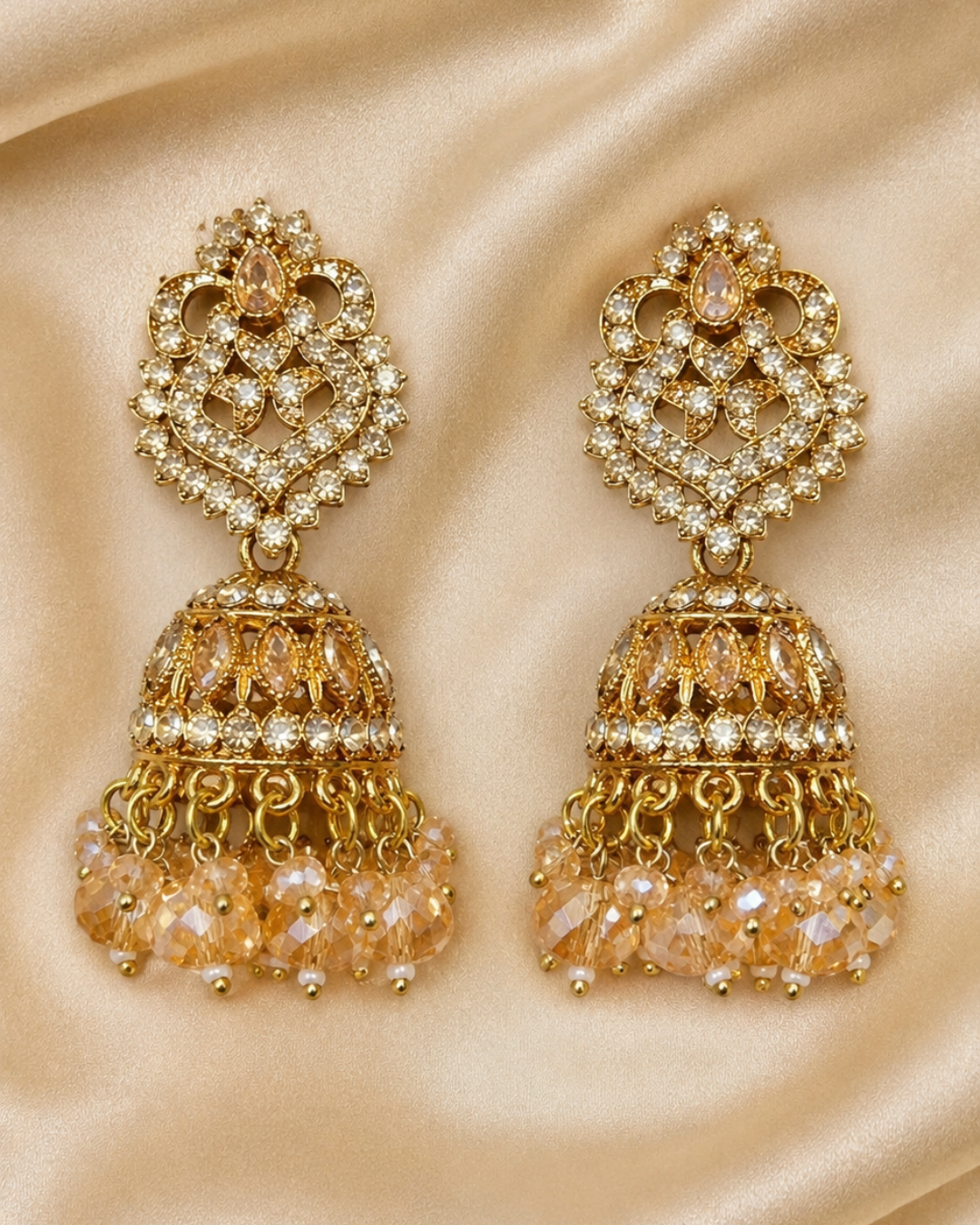 Golden Timeless Crystal  Jhumkis
