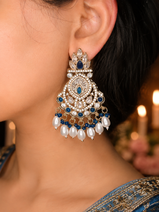 Peacock Blue Chandni Chandbali