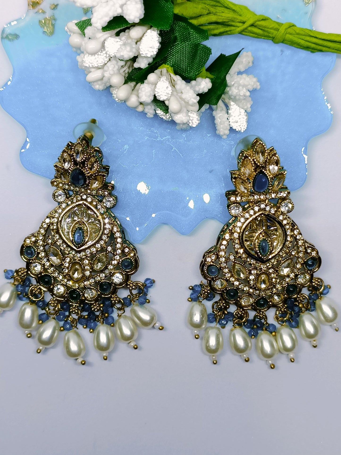 Peacock Blue Chandni Chandbali