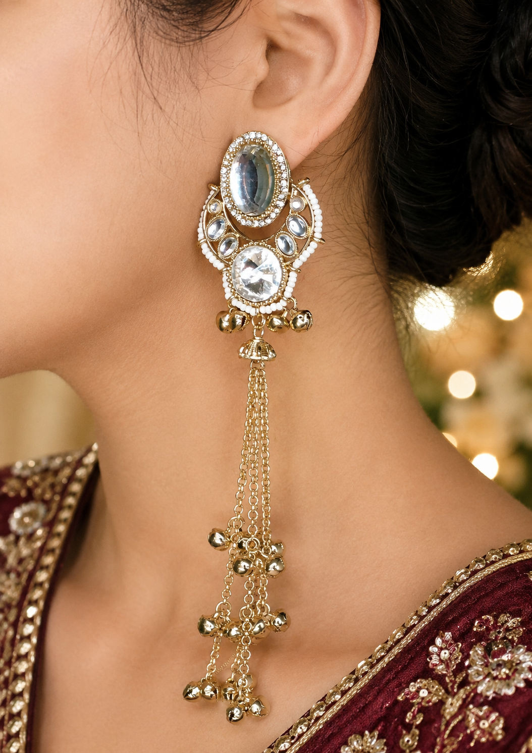White Royal Kashmiri Jhumkis