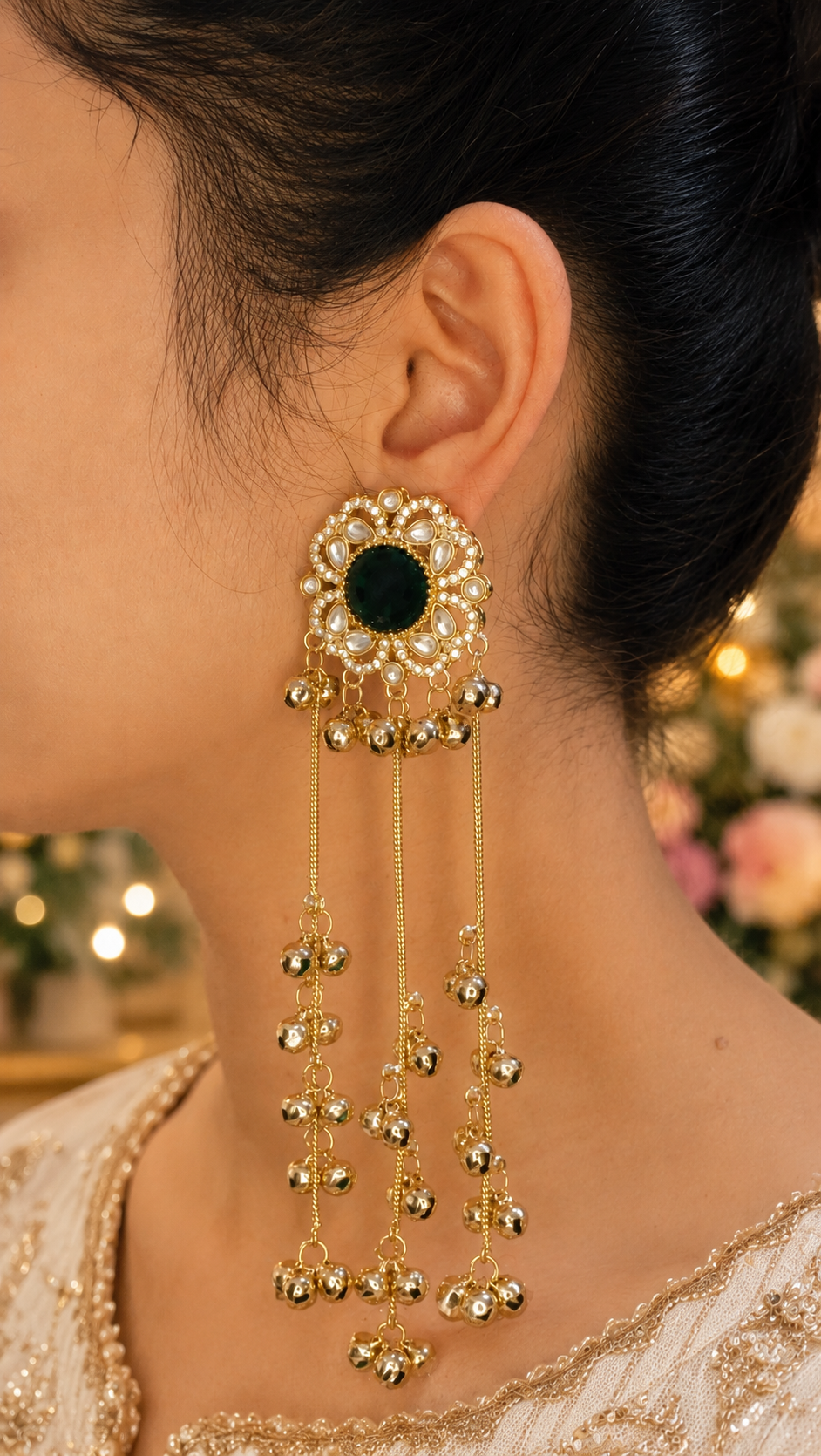 Emerald Green Royal Kashmiri Jhumkis