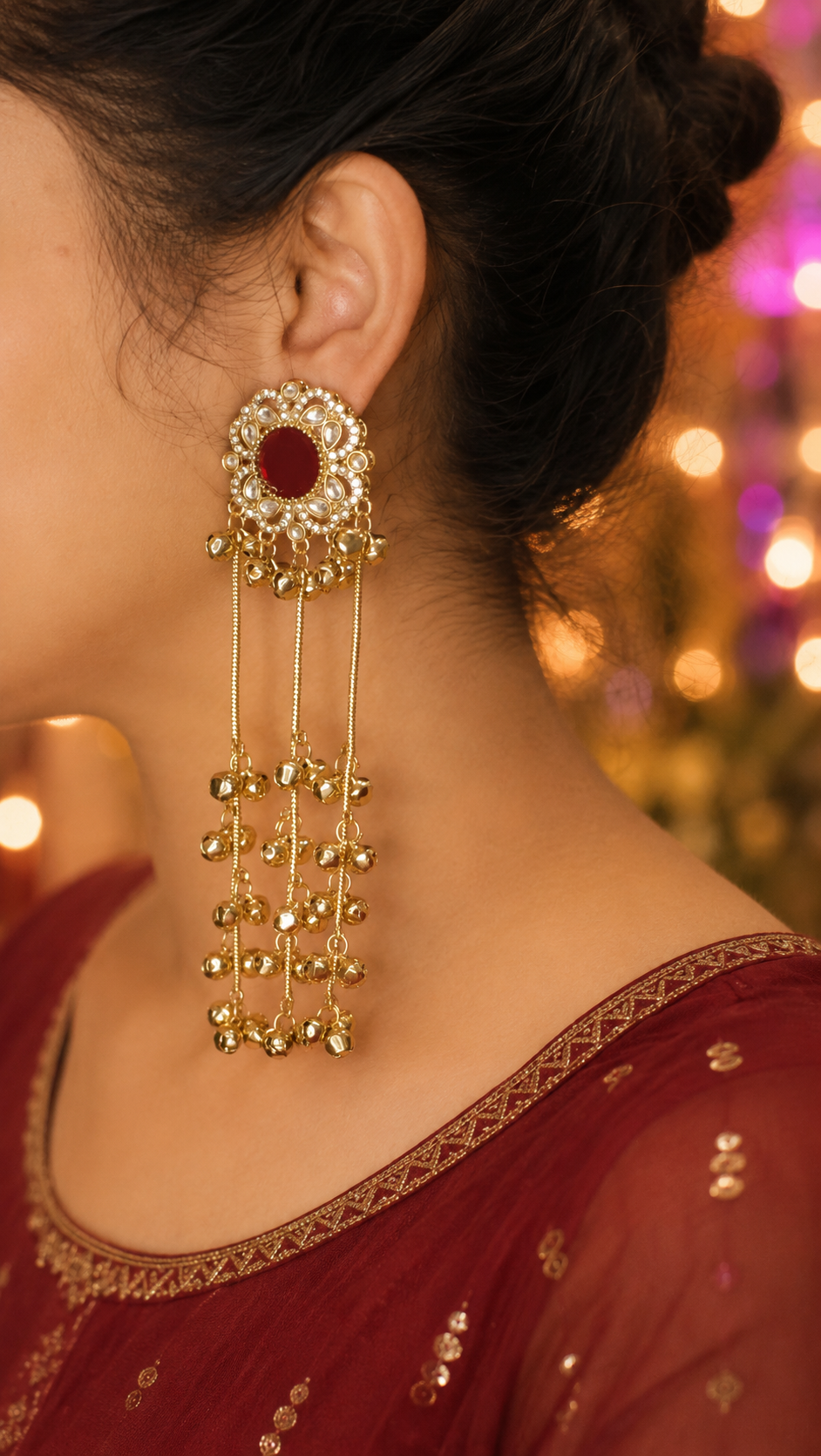 Ruby Red Royal Kashmiri Jhumkis