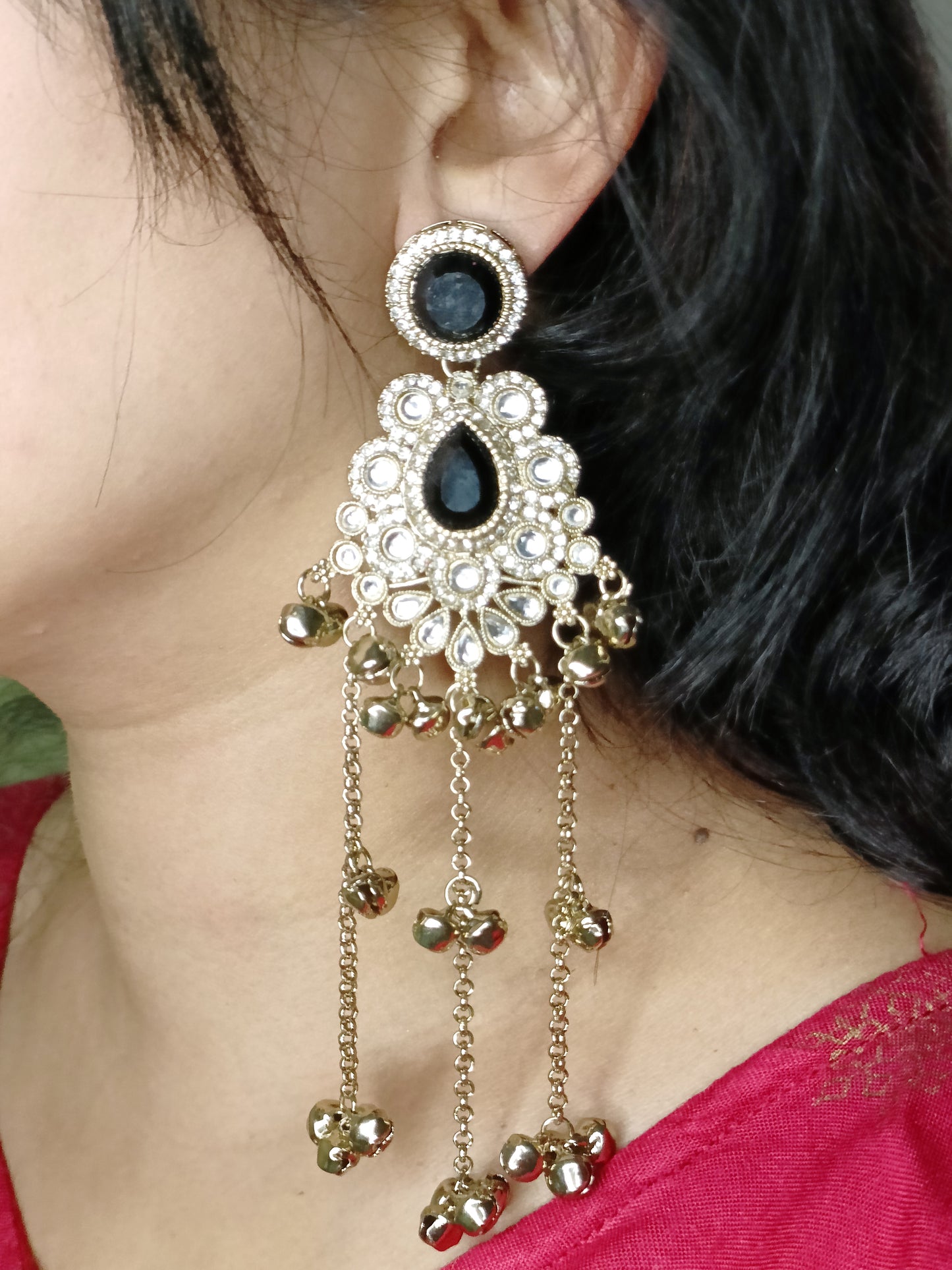 Black Royal Kashmiri Jhumkis