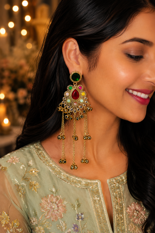 Multicolor Royal Kashmiri Jhumkis