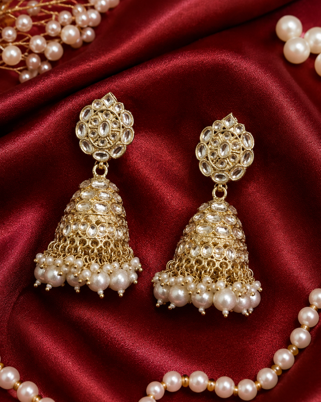 Champagne Gold Glamorous Jhumkis