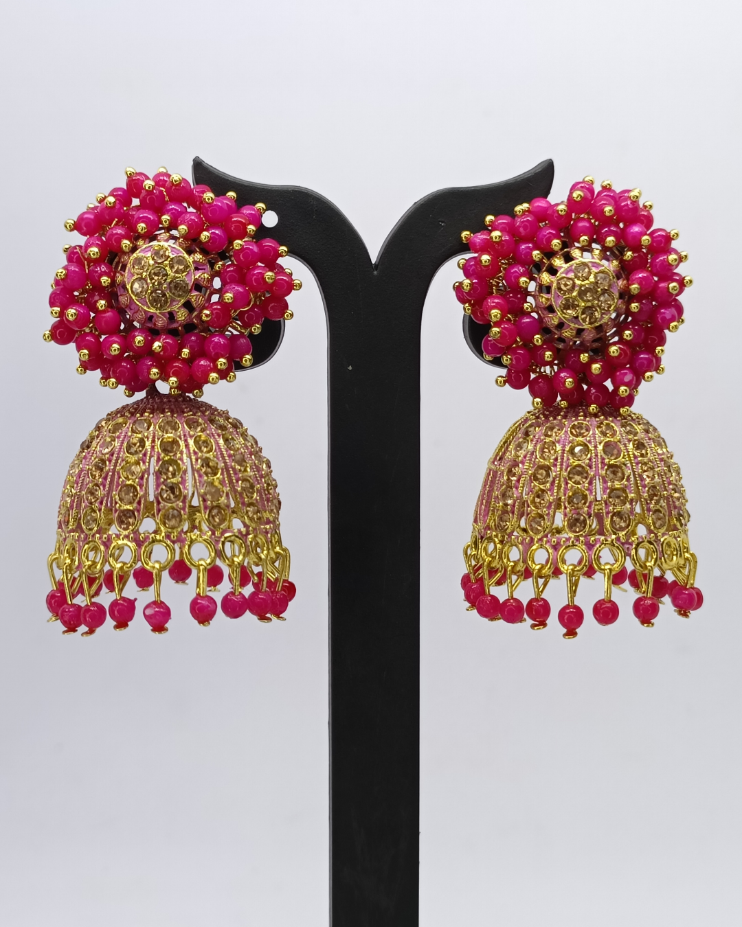 Rani Pink Diva Cluster Jhumkis