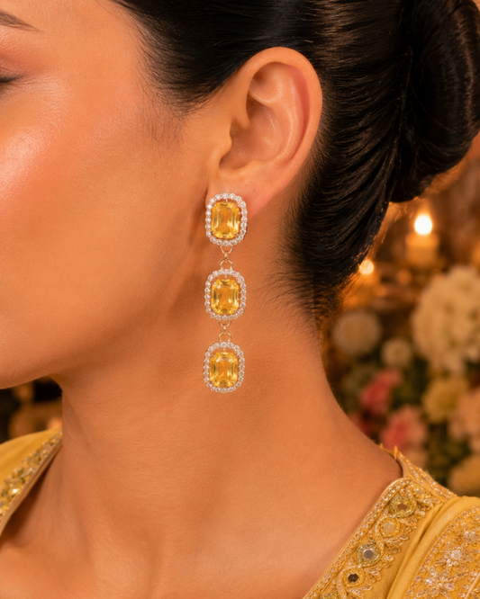 Yellow Stylish Cascade Earrings