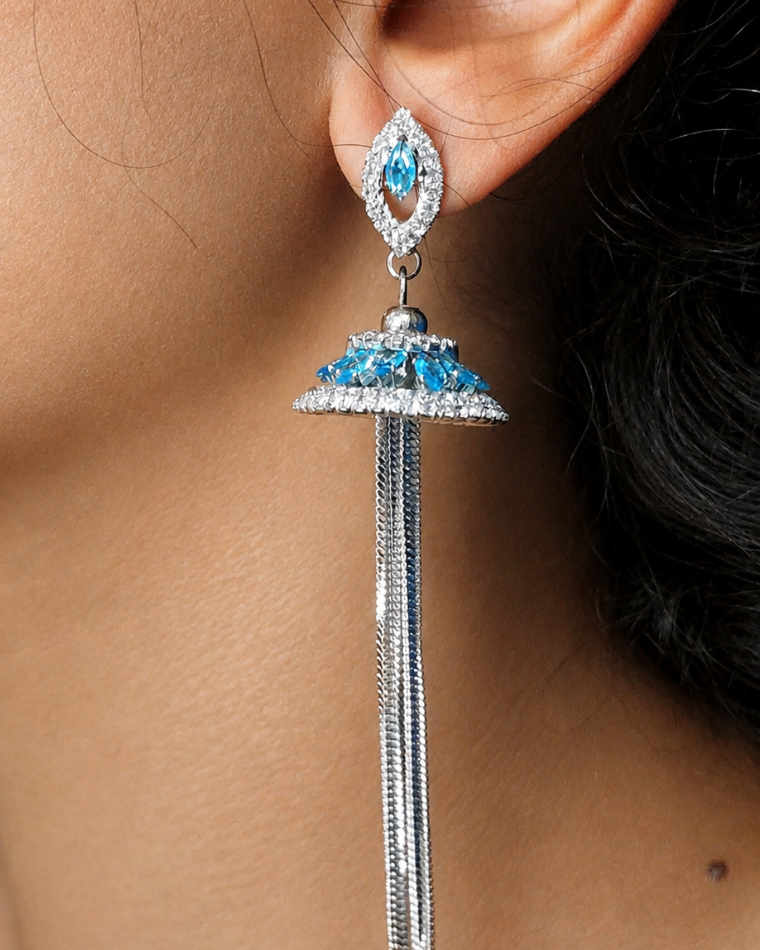 Aqua Blue Majestic Tassel earrings