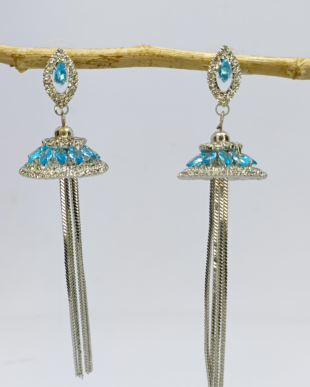 Aqua Blue Majestic Tassel earrings
