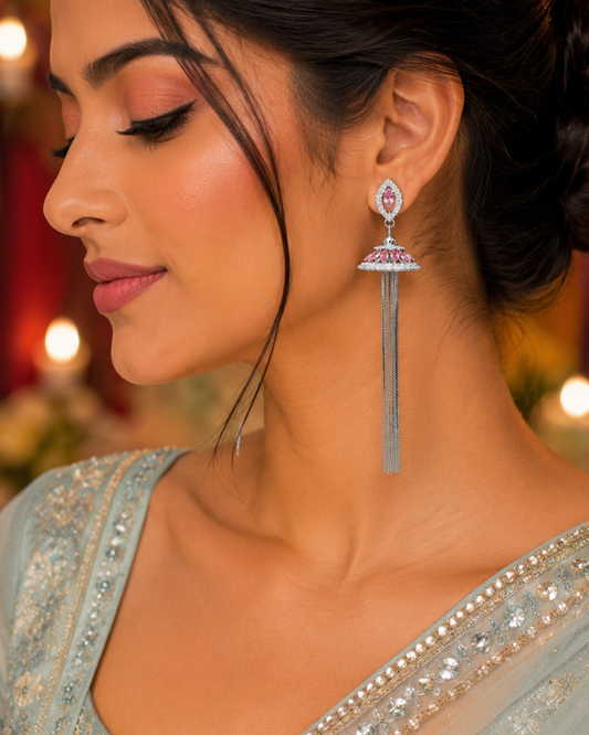Pink Majestic Tassel Earrings