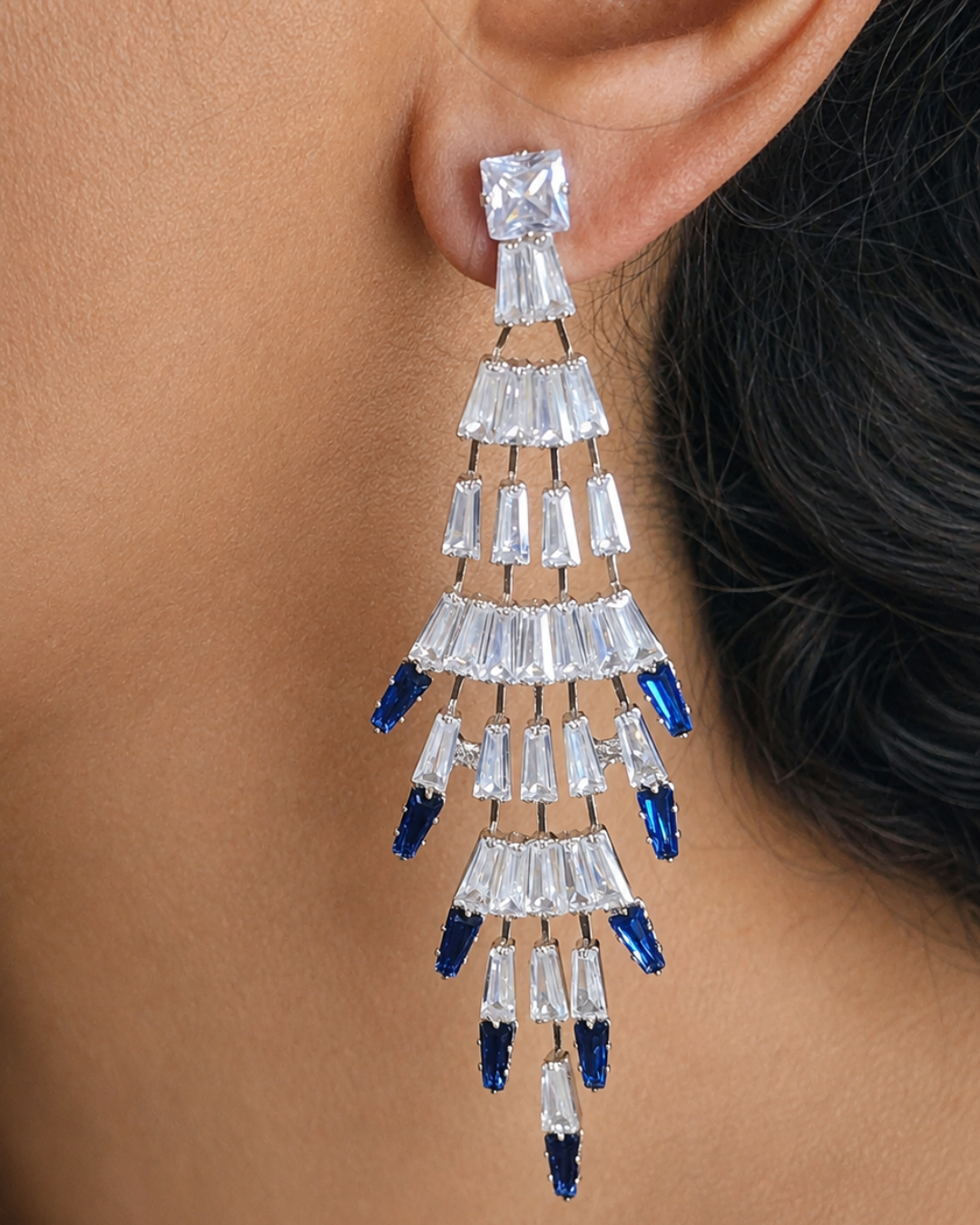 Blue Graceful Cascade Danglers
