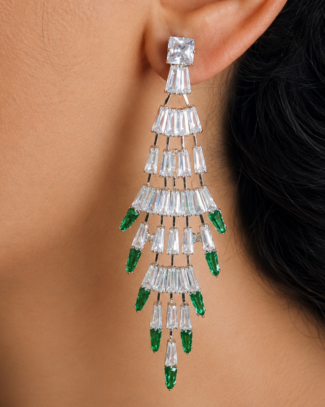 Green Graceful Cascade Danglers