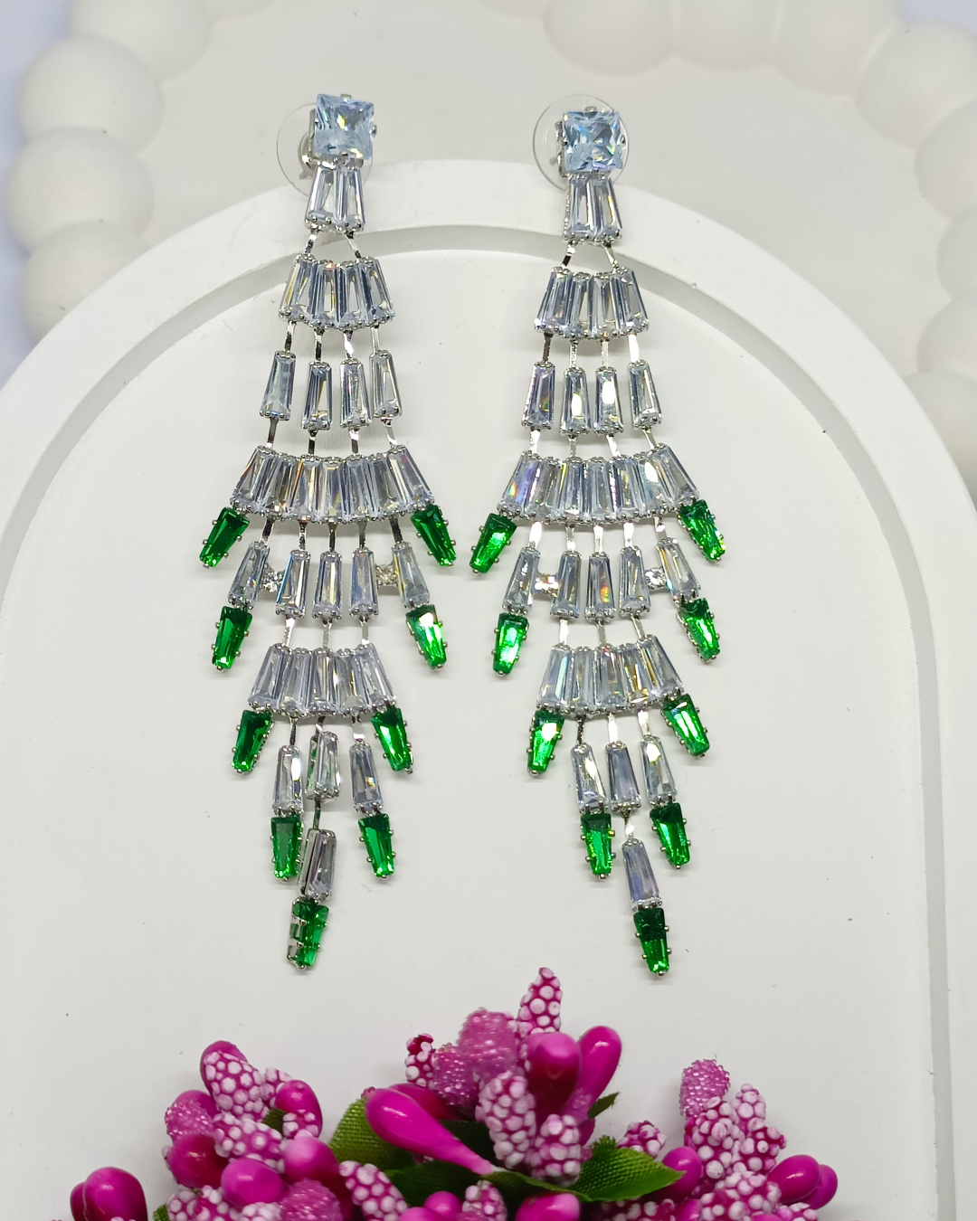 Green Graceful Cascade Danglers