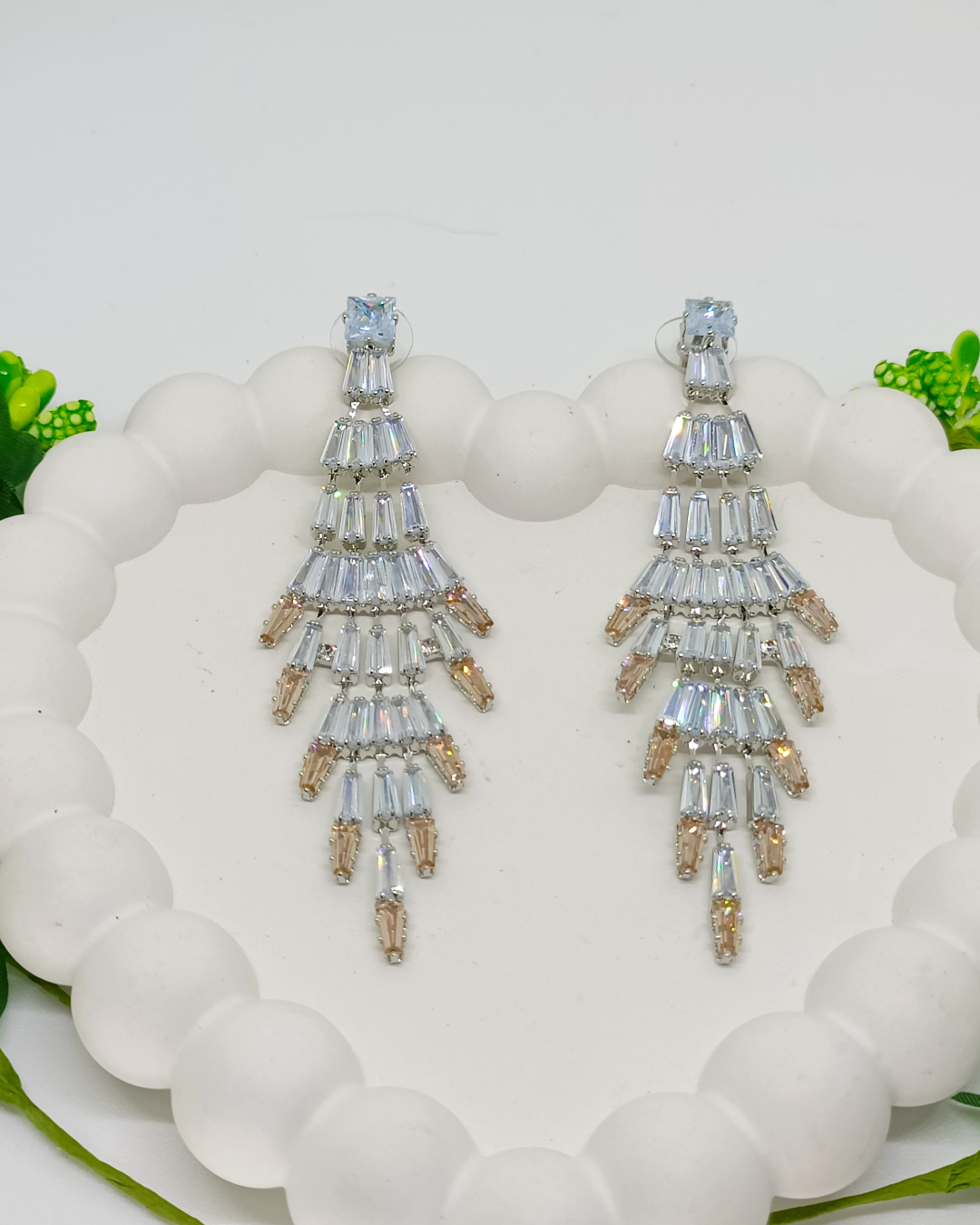 Peach Graceful Cascade Danglers