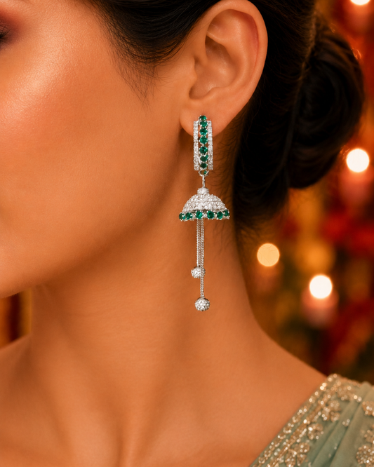 Green Diamond Jhilmil Jhumkis