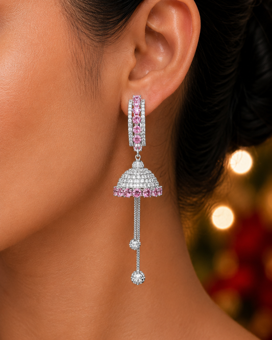 Pink Diamond Jhilmil Jhumkis