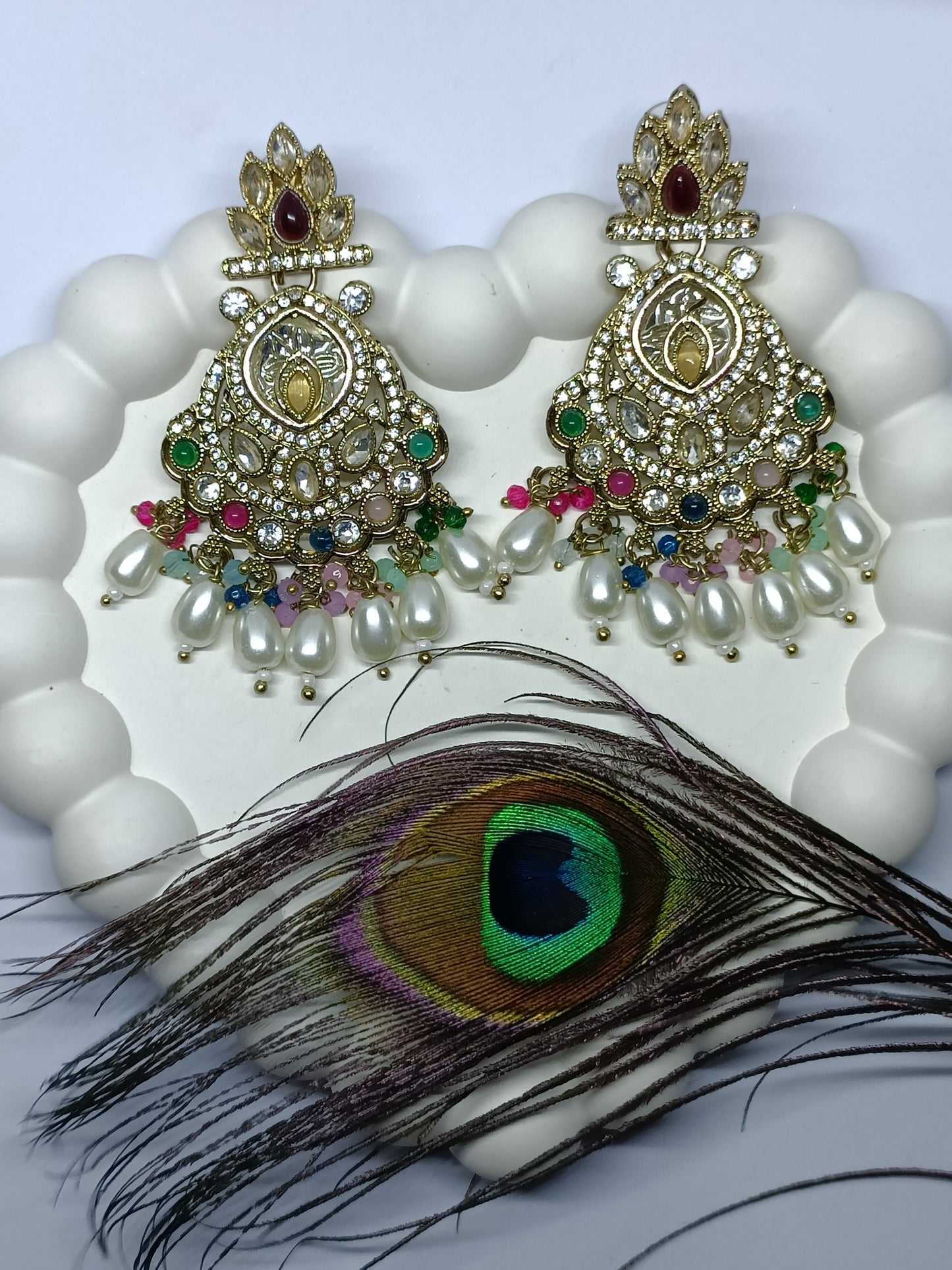 Multicolor Kundan Chandni Chandbali