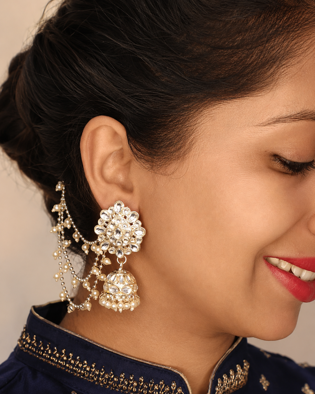 Pearl Diva Chain Jhumkis