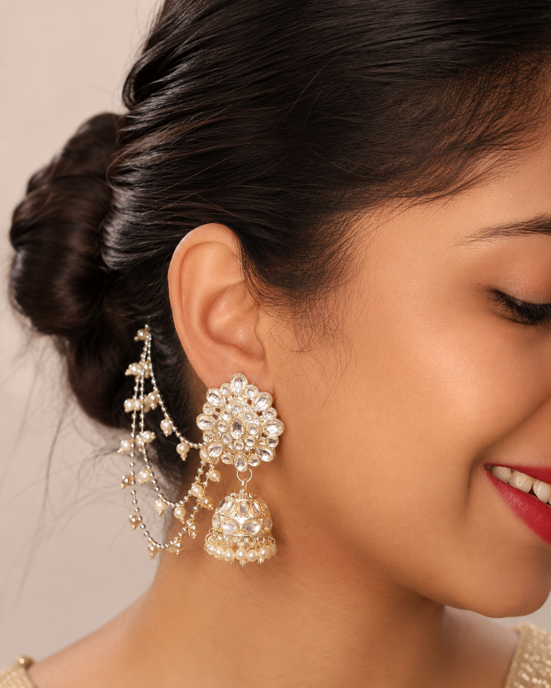 Pearl Diva Chain Jhumkis