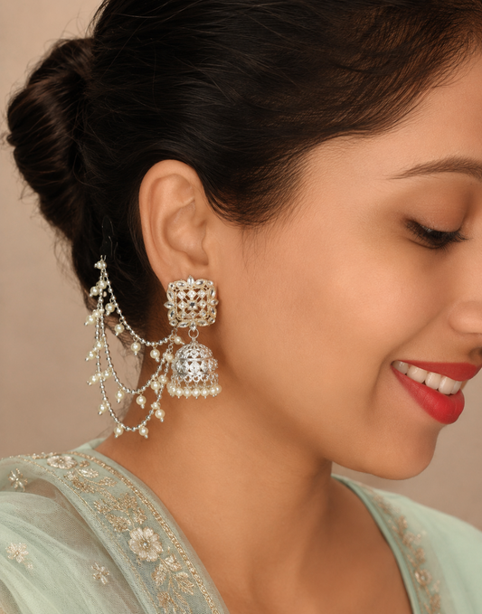 Pearl Diva Chain Jhumkis