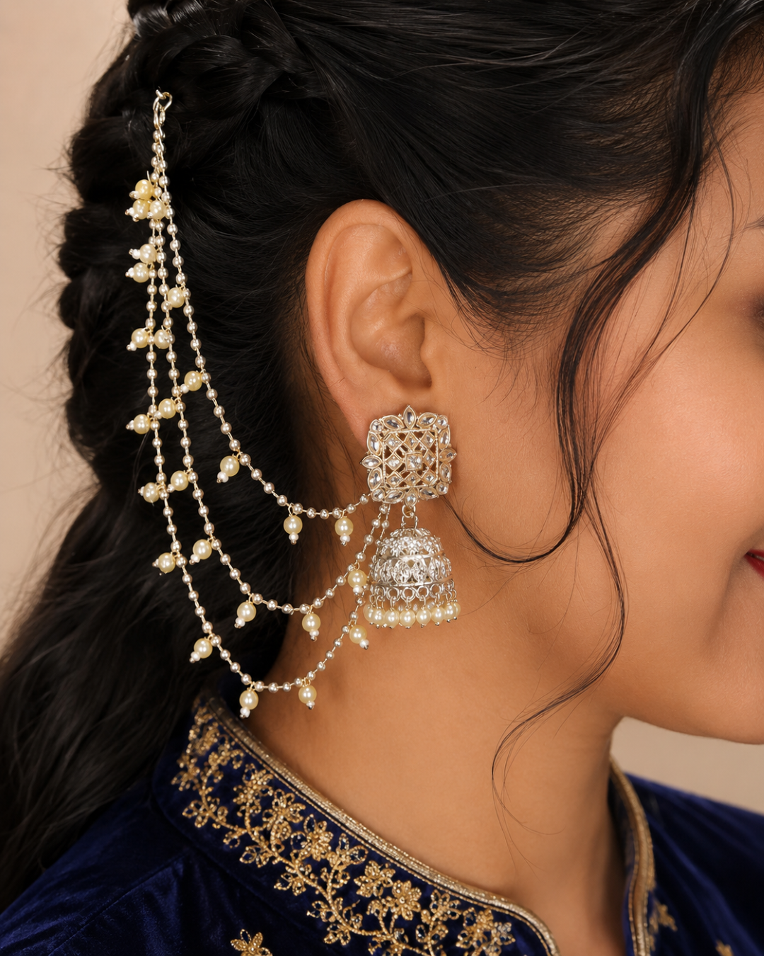Pearl Diva Chain Jhumkis