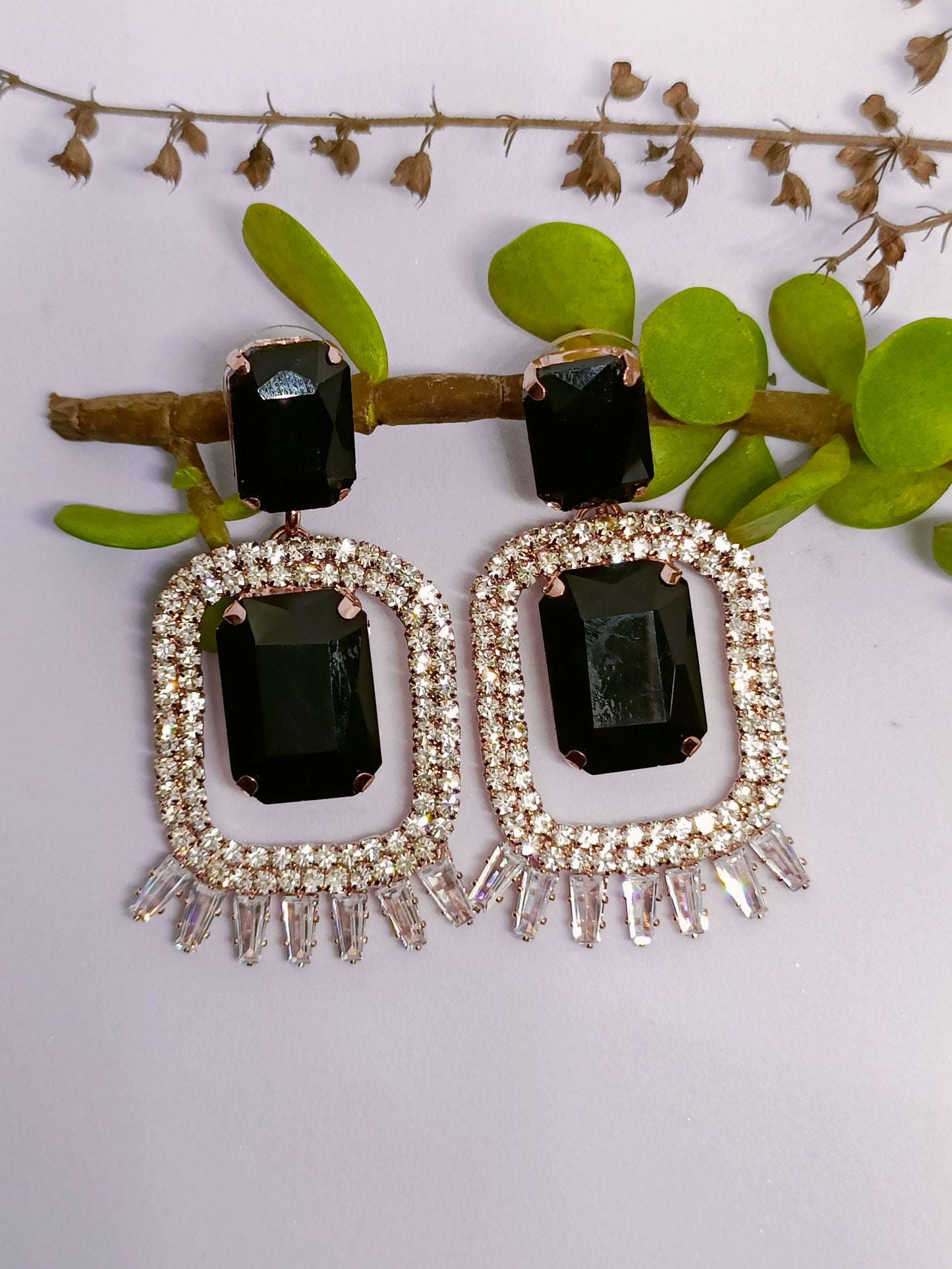Black Chic Crystal Drops